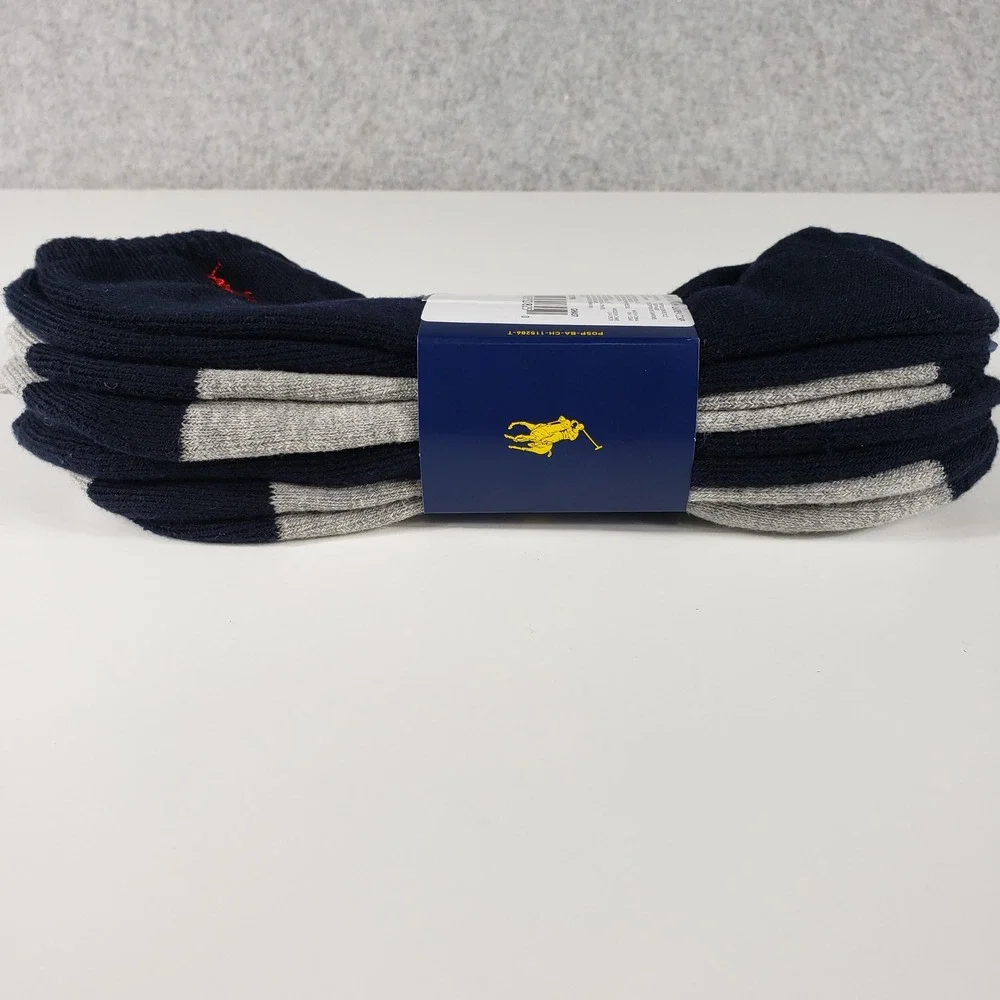 Polo‎ Ralph Lauren Mens Socks 4 Pairs Low Cut 10-13 Navy Grey ZP827291PKN New